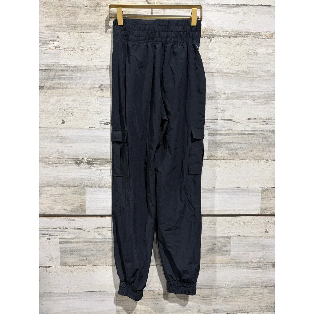Abercrombie YPB Joggers Women XXS Black Cargo High Waist Athletic Pants EUC